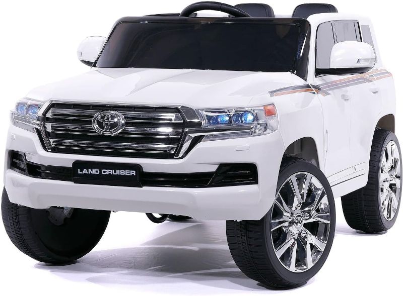 Photo 1 of 
Toyota Land Cruiser 12V Power Children Ride-On Car Truck with R/C Parental Remote + MP3 USB Music Player + Leather Seat + LED Lights (White)
Color:White