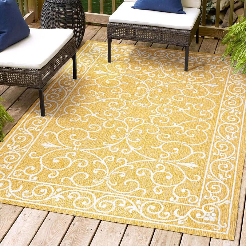 Photo 1 of 
JONATHAN Y SMB106L-5SQ Charleston Vintage Filigree Textured Weave Indoor Outdoor Area Rug, Classic Traditional Transitional Easy Cleaning,Bedroom,Kitchen...
Color:Yellow/Cream
Size: 9 x 12 