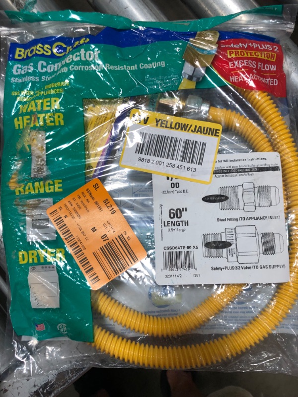 Photo 2 of 1/2 in. MIP x 1/2 in. MIP x 60 in. Gas Connector (1/2 in. OD) w/Safety+Plus2 Thermal Excess Flow Valve (53,200 BTU)