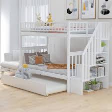 Photo 1 of *PARTIAL SET BOX 1 OF 3* White Twin Over Twin Bunk Bed with Trundle and Storage Shelves
