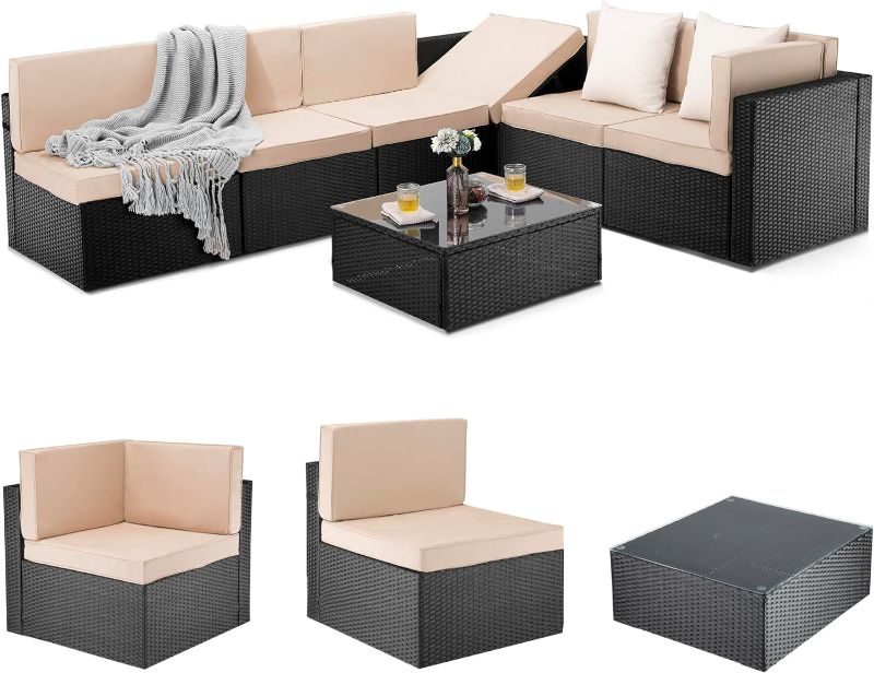 Photo 1 of * MISSING PARTS* Pamapic 7 Pieces Outdoor Sectional Furniture?Wicker patio sectional furniture sets?All-Weather Rattan Sectional Sofa Conversation Set with Coffee Table and Washable Couch Cushions Covers
