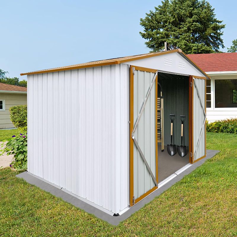 Photo 1 of 
*NOT exact stock photo, use for reference*Box 1 of 3**8' x 6' Metal Storage Shed for Ourdoor, Steel Yard Shed with Lockable Doors & Punched Vents, Utility and Tool Storage for Trash Can,...
Color:1-A-8ftx6ft-White a
Style:8ftx6ft
