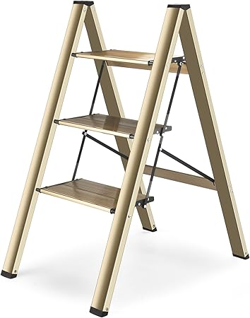 Photo 1 of 
HBTower 5 Step Ladder, Aluminum Ladder, Folding Step Stool for Adults, 330LBS Capacity Sturdy& Portable Ladder for Home Kitchen Library Office, Gold
Color: Champagne Gold