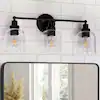 Photo 1 of 
Uolfi
Modern Industrial Bell Bathroom Vanity Light 22 in. 3-Light Black Dome Wall Light with Clear Glass Shades