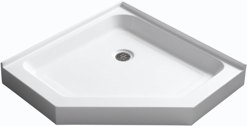 Photo 1 of 
ANZZI Randi Series 36 x 36 Inch Double Threshold Two Sided Integrated Tile Flange Shower Base with Center Drain in Glossy White | SB-AZ01NO