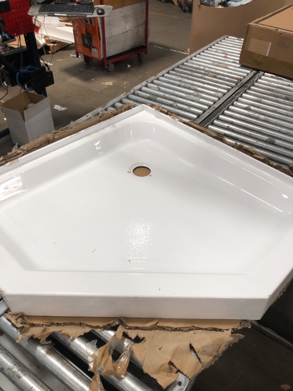 Photo 1 of 
ANZZI Randi Series 36 x 36 Inch Double Threshold Two Sided Integrated Tile Flange Shower Base with Center Drain in Glossy White | SB-AZ01NO