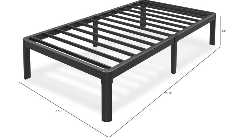 Photo 4 of (READ FULL POST) Twin Bed Frames with Round Corner Edge Legs, 14 Inch High 3500 lbs Heavy Duty Metal Platform Bed Frame Twin Size, No Box Spring Needed/Non-Slip/Steel Slat Support/Noise Free
