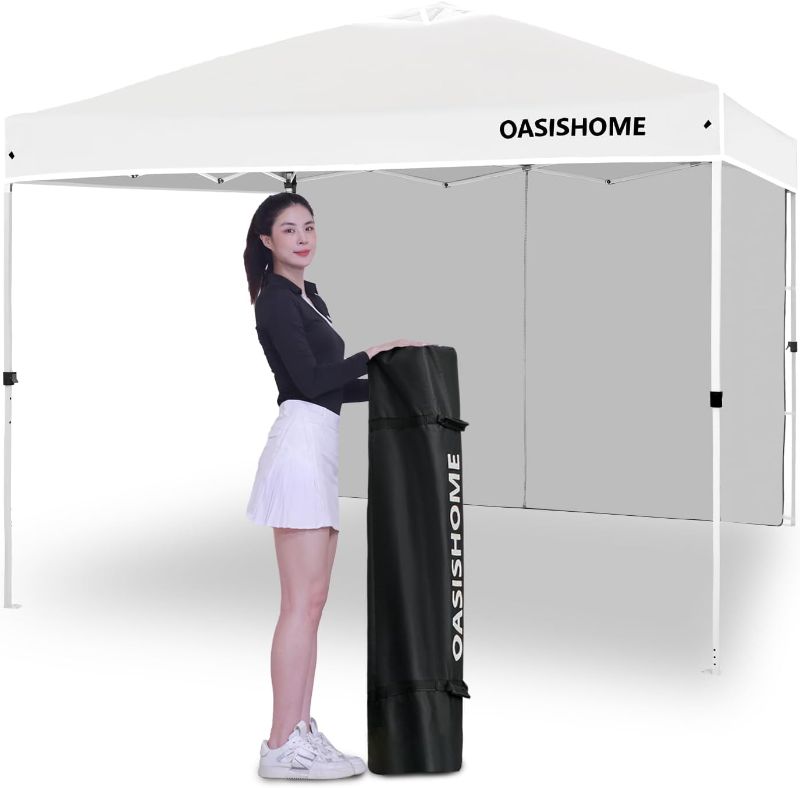 Photo 1 of 
OASISHOME Pop-up Portable Outdoor Canopy Tent 10'x10' Instant Gazebo, with 1 Sidewall, Carry Bag, Stakes, Ropes, for Outdoor/Beach/Patio/Wedding...
Color:1-white