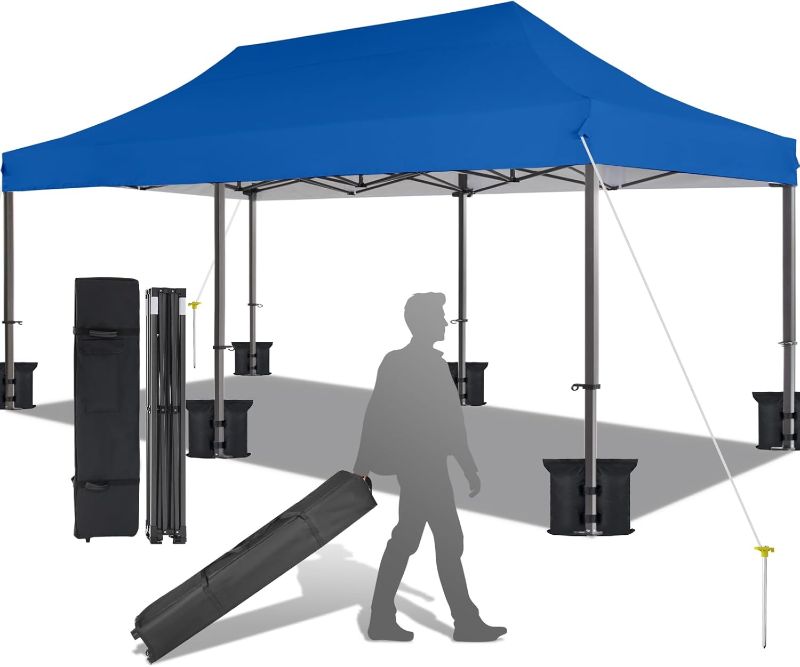 Photo 1 of 
Eesdom 10x20 Canopy Tent with Roller Bag, Commercial Pop Up Canopy Tent, Adjustable Height with Pull Ring, Outdoor Canopy for Beach, Parties, UPF50+, 6...
Color:Blue
Size:10x20