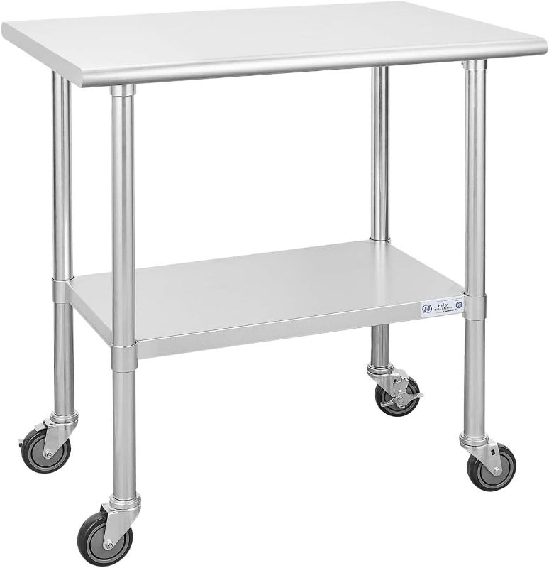 Photo 1 of 
HALLY Stainless Steel Table for Prep & Work 24 x 36 Inches with Caster Wheels, NSF Commercial Heavy Duty Table with Undershelf and Galvanized Legs for...
Size:24''x36''