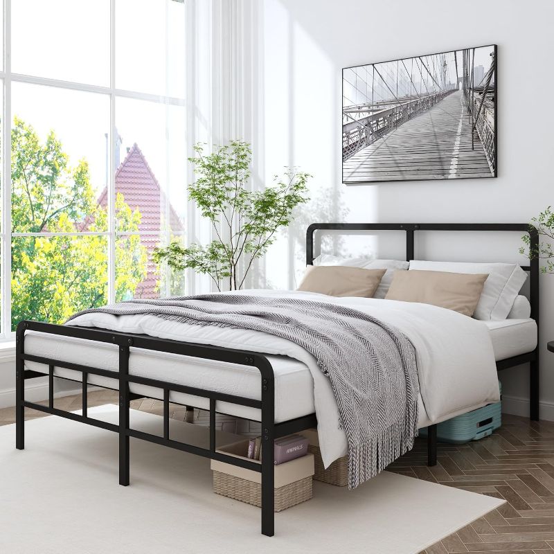 Photo 1 of 
HOBINCHE Full Size Metal Bed Frame with Headboard and Footboard, 14 Inch Black Heavy Duty Mattress Foundation with Steel Slat Support, No Box Spring Needed...
Size Name:Full
Style Name:14 Inch