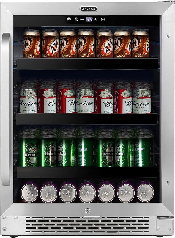 Photo 1 of 
Whynter BBR-148SB Built-in 140 Can Undercounter Beverage Refrigerator with Reversible Door, Digital Control and Lock, 24-inch, Stainless Steel, 5 Cubic
Size:24-inch