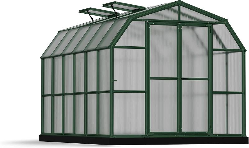 Photo 1 of *BACK SECTION ONLY* Grand Gardener 8 ft. x 12 ft Greenhouse Kit - Green Structure & Twin Wall Panels
