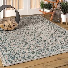 Photo 1 of * SEE NOTES* Customer Reviews for JONATHAN Y Charleston Vintage Filigree Textured Weave Indoor/Outdoor Teal/Gray 8 ft. x 10 ft. Area Rug
