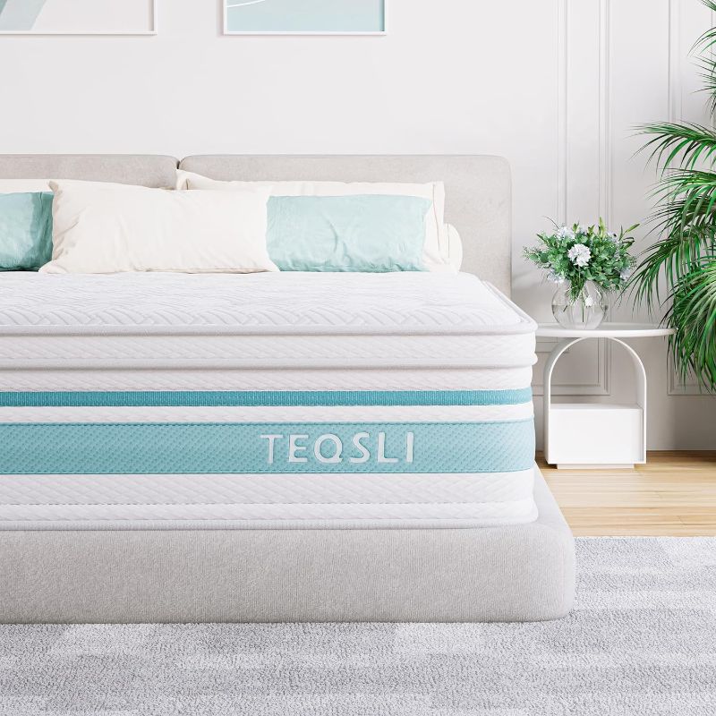 Photo 1 of 
TeQsli Twin Mattress 12 inch Hybrid Mattress with Gel Memory Foam Innerspring Mattress in a Box for Pressure Relief & Cooling Sleep Twin Size Mattress,...