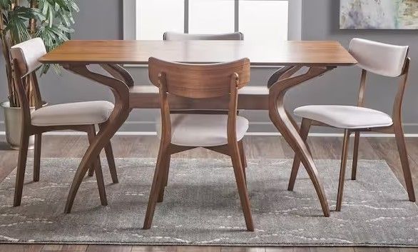 Photo 1 of **MISSING TABLE TOP** Nissie 5-Piece Natural Walnut and Light Beige Dining Set