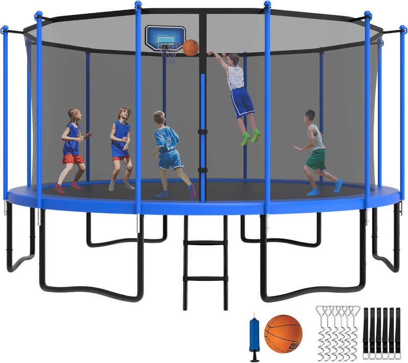 Photo 1 of  **16 Foot Trampoline 
YORIN Tranpoline 16FT  Tranpoline for Kids and Adults 1500LBS Tranpoline With Enclosure Net, Back Yard Heavy Duty...
Color:Beautiful Blue
Size:16 FT