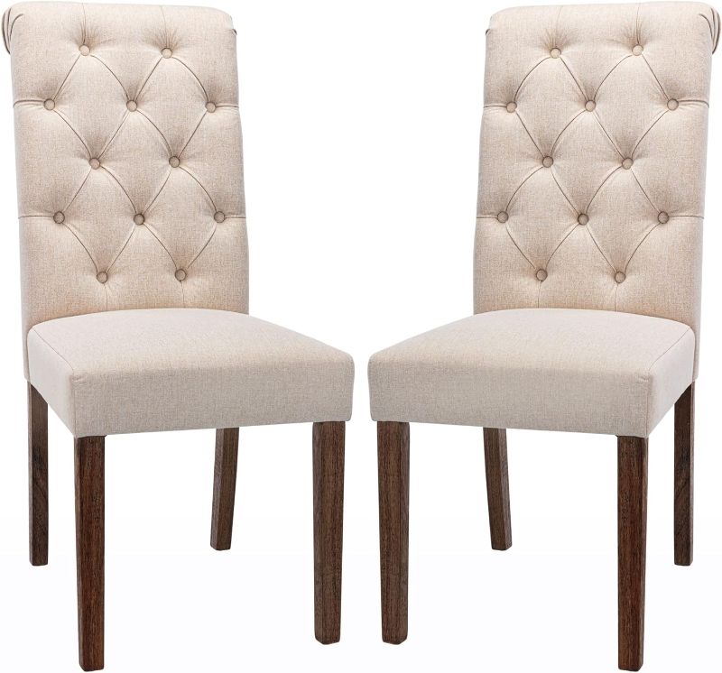 Photo 1 of 
COLAMY Tufted Dining Room Chairs Set of 2, Accent Parsons Diner Chairs Upholstered Fabric Side Stylish Kitchen Chairs with Solid Wood Legs and Padded Seat -...
Color:Beige
Size:set of 2