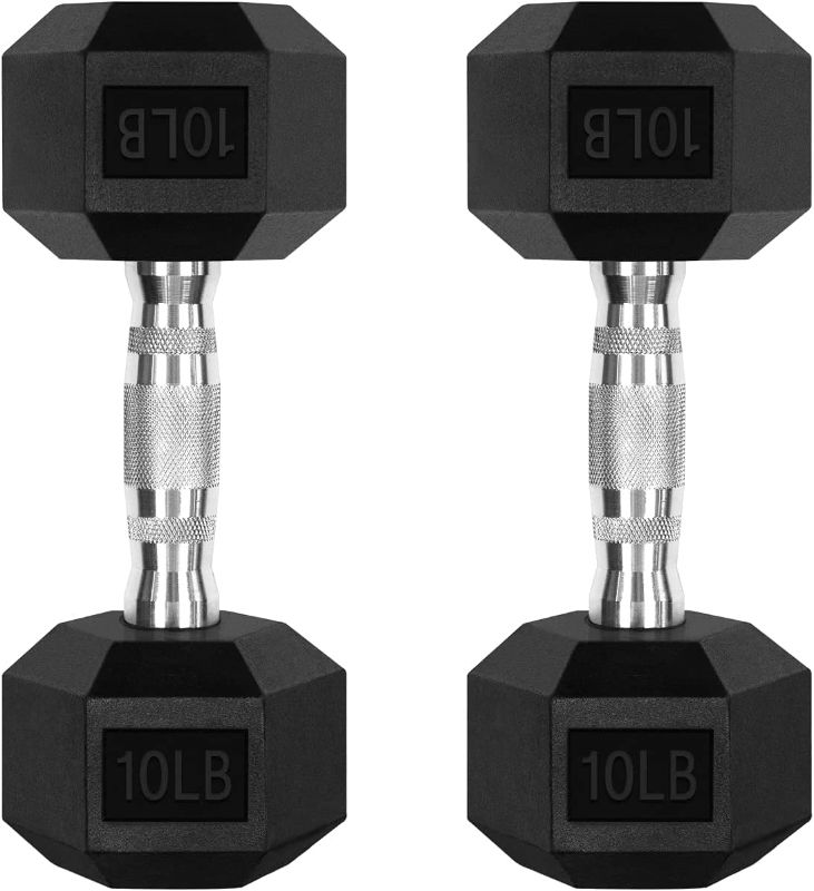Photo 1 of 
RitFit 5-300LBS Rubber Encased Hex Dumbbell Sets with Optional Rack for Home Gym, Coated Hand Weights for Strength Training, Workouts
Style:2 X 10 LBS