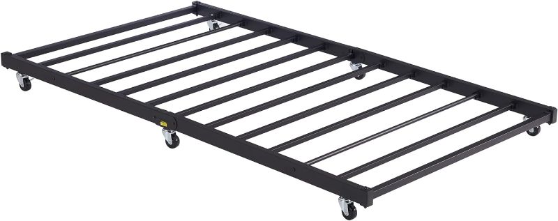 Photo 1 of 
VECELO Twin Roll Out Trundle Bed,Metal Platform Frame with Steel Slats Support& Lockable Casters for Living Room,Bedroom,Guest Room
Color:Black