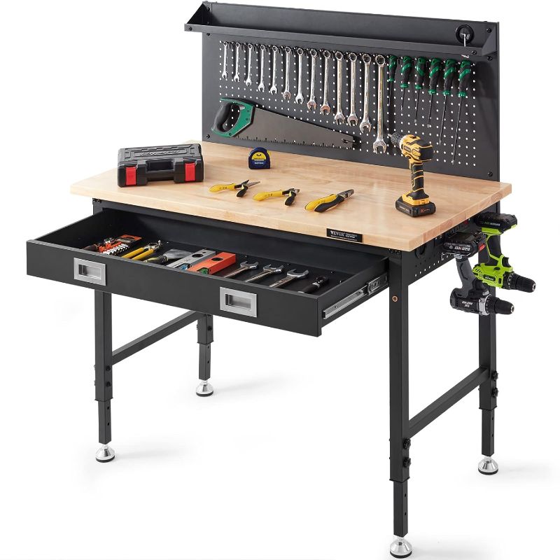 Photo 1 of *****UNKNOWN IF MISSING PARTS***** VEVOR Workbench Adjustable Height 28-39.5" Work Bench for Garage Oak Plank & Carbon Steel Heavy Duty Workbench 2000lbs Weight Capacity Bench top...
Style:adjustable