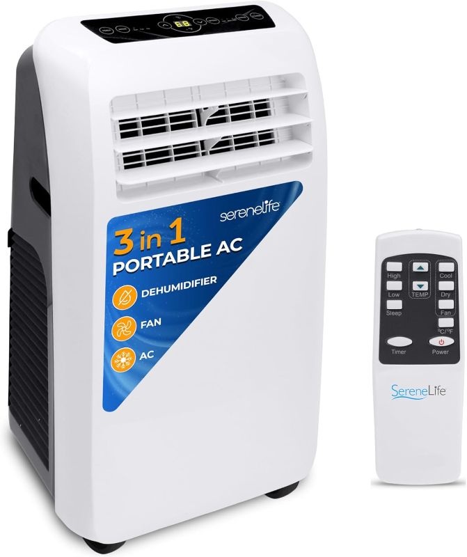 Photo 1 of 
SereneLife Small Air Conditioner Portable 10,000 BTU with Built-in Dehumidifier - Portable AC unit for rooms up to 450 sq ft - Remote Control, Window Mount...
Size:10,000 BTU