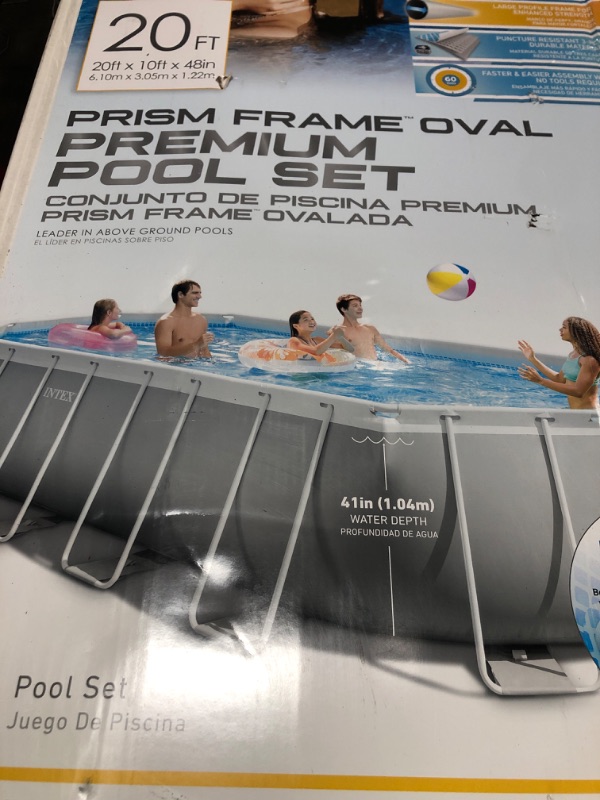 Photo 4 of **PARTS ONLY**NON REFUNDABLE**
NTEX 26797EH Prism Frame Premium Oval Above Ground Swimming Pool Set: 20ft x 10ft x 48in – Includes 1500 GPH Cartridge Filter Pump – Removable Ladder – Pool Cover – Ground Cloth 20' x 10' x 48" Oval