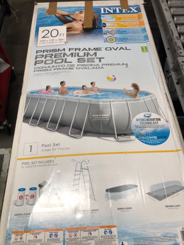 Photo 2 of ***Parts Only***INTEX 26797EH Prism Frame Premium Oval Above Ground Swimming Pool Set: 20ft x 10ft x 48in – Includes 1500 GPH Cartridge Filter Pump – Removable Ladder – Pool Cover – Ground Cloth 20' x 10' x 48" Oval