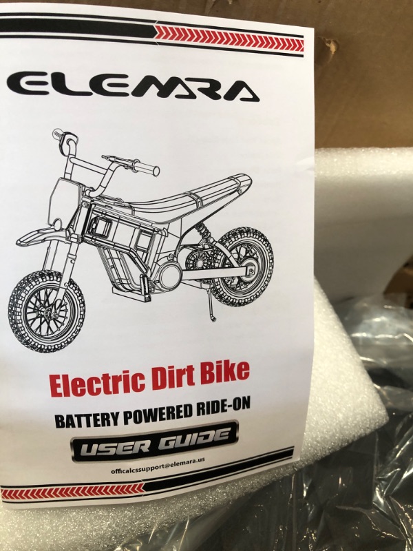 Photo 2 of **PARTS ONLY NON REFUNDABLE** READ NOTES**
ELEMARA Electric Dirt Bike for Kids, 350W Kids Motorcycle with Music & Bluetooth, 15.5 mph & 150lb Max, 12" Air-Filled Tires-Blue