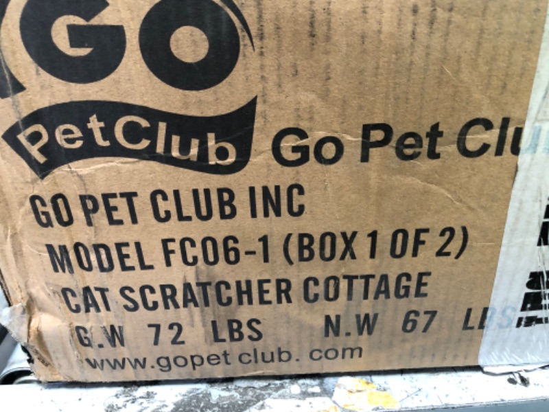 Photo 3 of **BOX 1 OF 2 // PARTIAL SET** Go Pet Club 108" Cat Tree House with brushes and hammock FC06 - Beige Box 1 Of 2 