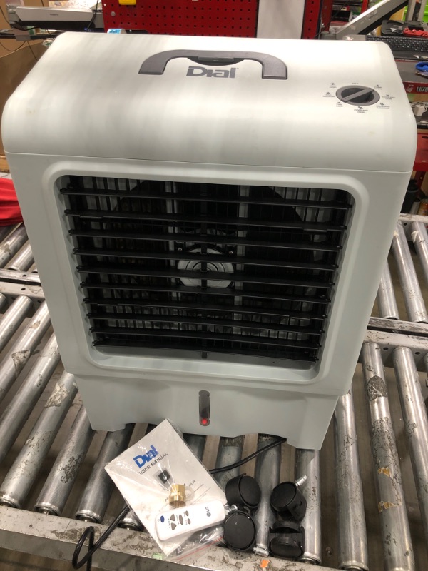 Photo 1 of ***USED - DAMAGED - TANK BROKEN AND LEAKS - SEE PICTURES***
Dial 3-Speed Portable Evaporative Cooler - Up to 500 sqft, 1300 CFM - PEC-A-1300-1M