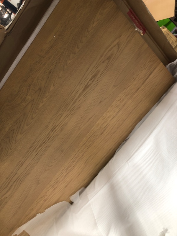 Photo 1 of Abberton Natural Color Oak Wood Double Pedestal Base 67 in. x 33.5 in. Rectangle Dining Table - ****TOP ONLY***