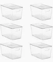 Photo 1 of  Qt Stackable Plastic Storage Bins with Lids, 6 Pack - BPA-Free, Made in USA - Discreet Organizing Solution, Latches, Durable Nestable Containers