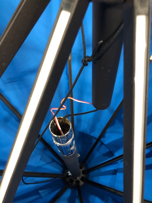 Photo 4 of ***USED - DAMAGED - MISSING SOLAR PANEL - SEE PICTURES***
BLUU 9 Foot Patio Umbrella, Blue Color, with Lighting