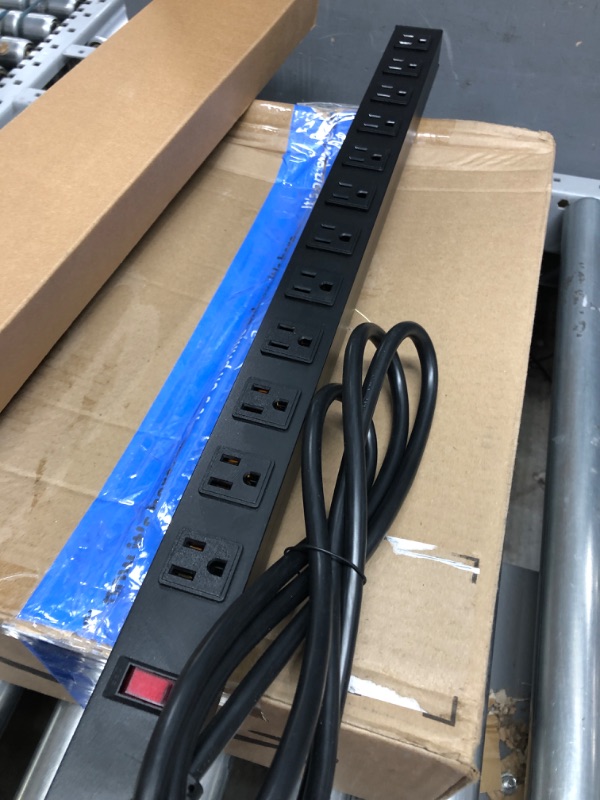 Photo 3 of 12 Outlet Long Power Strip with 15A Circuit Breaker,Black Wall Mount Heavy Duty Power Strip with 6FT/14AWG/15A/125V Extension Cord for Industrial,Garge...
