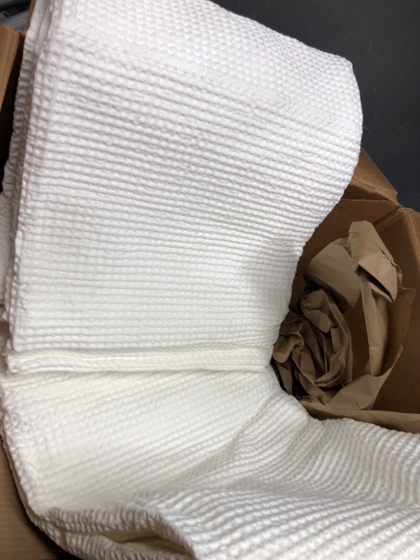 Photo 1 of  Waffle natural Linen/Cotton fabric WHITE unknown size 