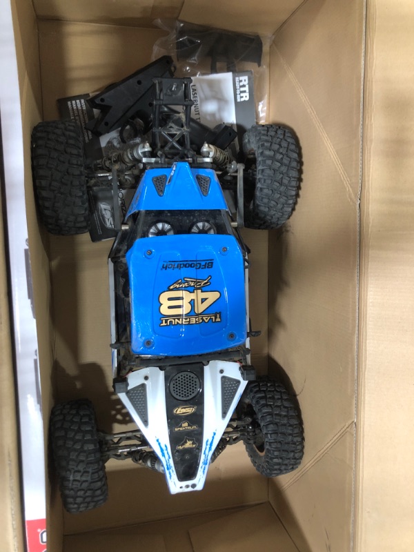 Photo 5 of ***USED - DAMAGED - MISSING PARTS - SEE COMMENTS***
Losi 1/10 Lasernut U4 4 Wheel Drive Brushless RTR Battery and Charger not included with Smart ESC Blue LOS03028T1