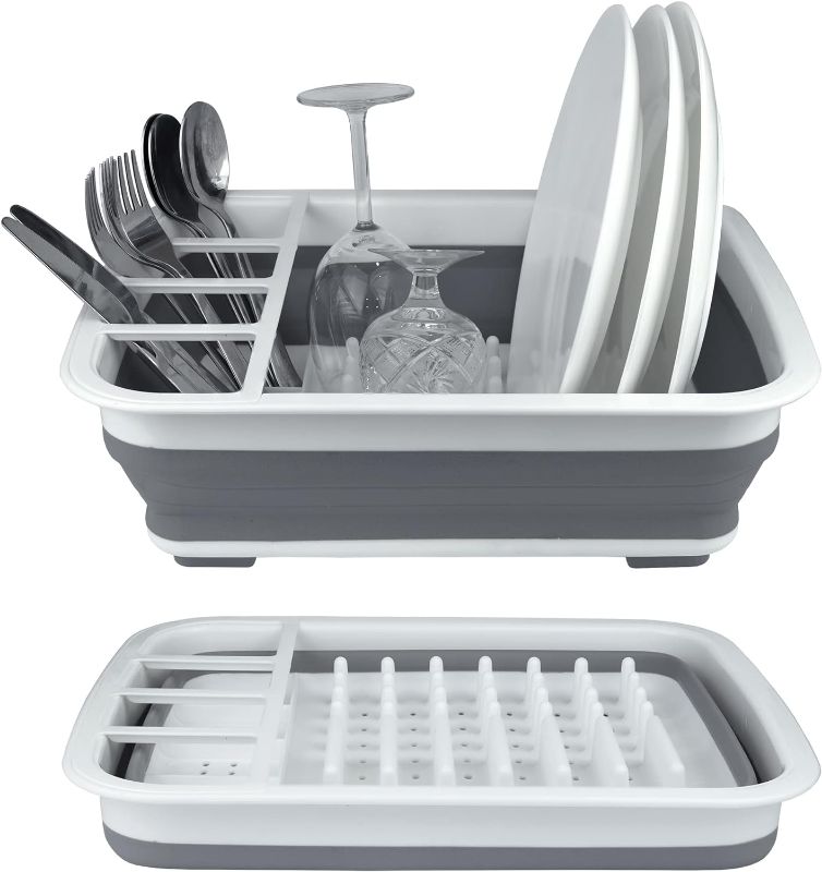 Photo 1 of  Plastic Collapsible Dish Drying Rack, Foldable Dinnerware Drainer Organizer for Storage,Kitchen