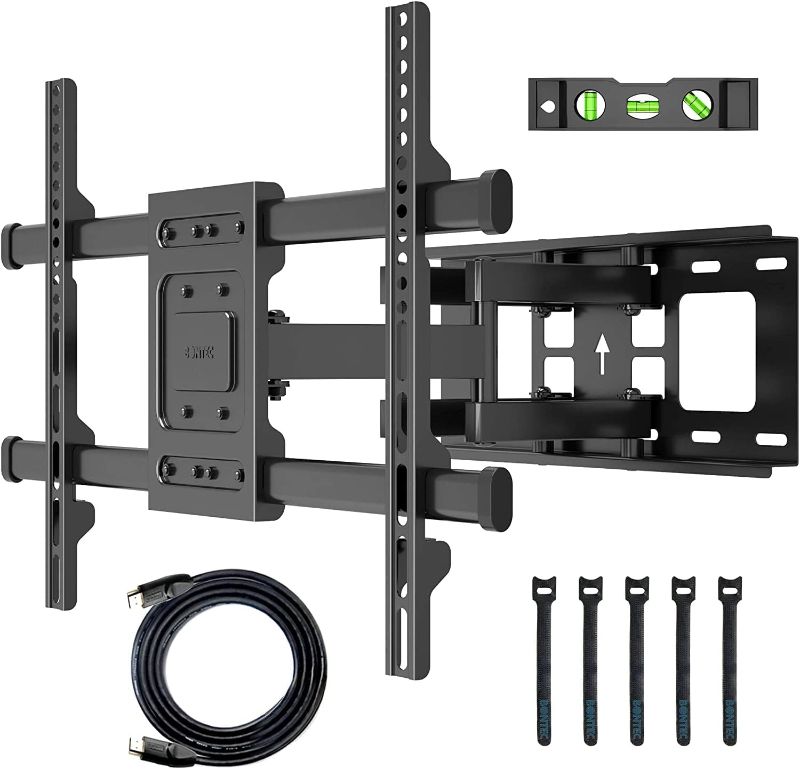 Photo 1 of ***USED - LIKELY MISSING PARTS - UNABLE TO VERIFY FUNCTIONALITY***
BONTEC Full Motion TV Wall Mount for 32-84 inch LED LCD OLED TVs, Swivel Tilt Level TV Mount Bracket with Articulating Dual Arms Hold up to 132lbs, Max VESA 600x400mm, Fits 12” 16" Studs