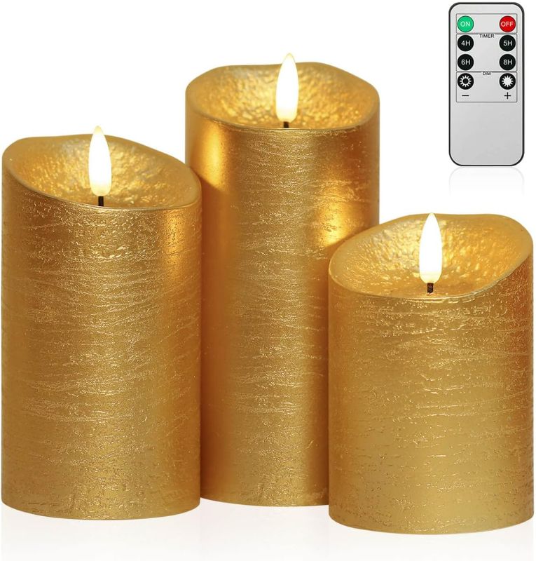 Photo 1 of ANGELLOONG Flickering Flameless Candles, Most Realistic LED Candles with Remote and Timer, Set of 3 Battery Operated Candles for Room Fall Decor Wedding Christmas Decorations