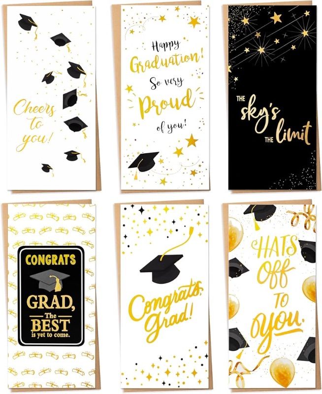 Photo 1 of 24 Pack Gold Foil Graduation Cards 2024 - Money Holder Pack of 24 with Envelopes - Gift Card & Party Supplies for College & High School Graduations