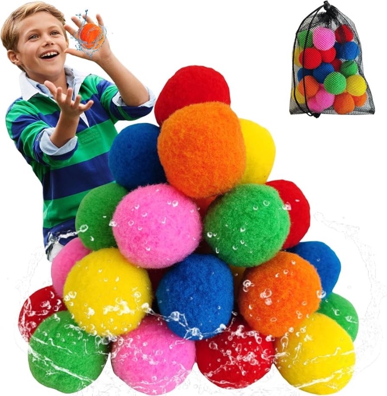 Photo 1 of 24 Pcs Reusable Refillable Water Balloons for Kids, Outdoor Activities Games Toys, Quick Fill Water Play Splash Balls for Pool Backyard Lawn Beach Bath Fun Games and Party