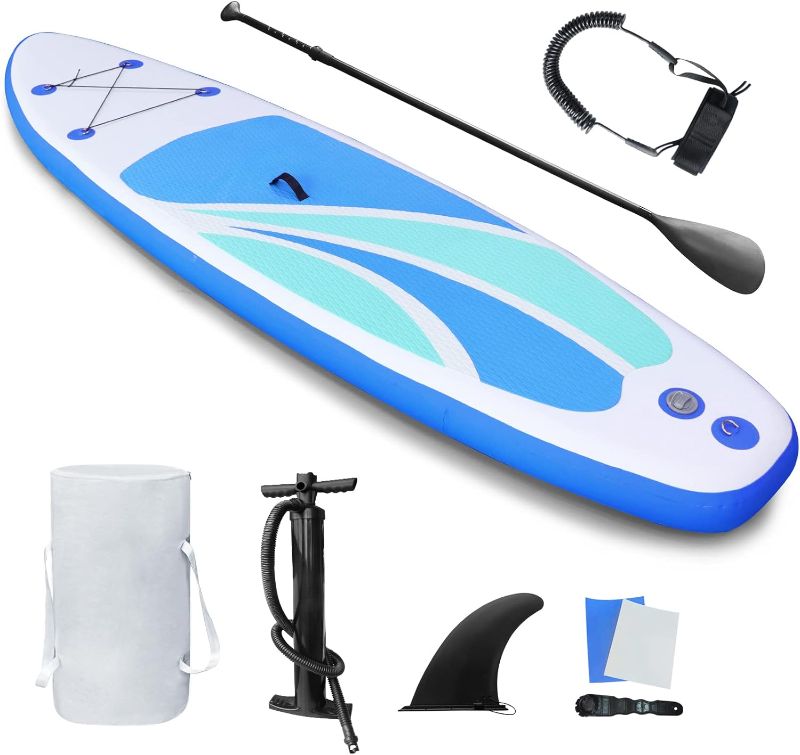 Photo 1 of **USED SEE NOTES**Inflatable Stand Up Paddle Board for Adult All Skill Levels- 10'4" Ultra-Light SUP Paddleboard with Durable Non-Slip Deck and Paddle Board Accessories Fins, Adjustable Paddle, Pump, Backpack, Leash
