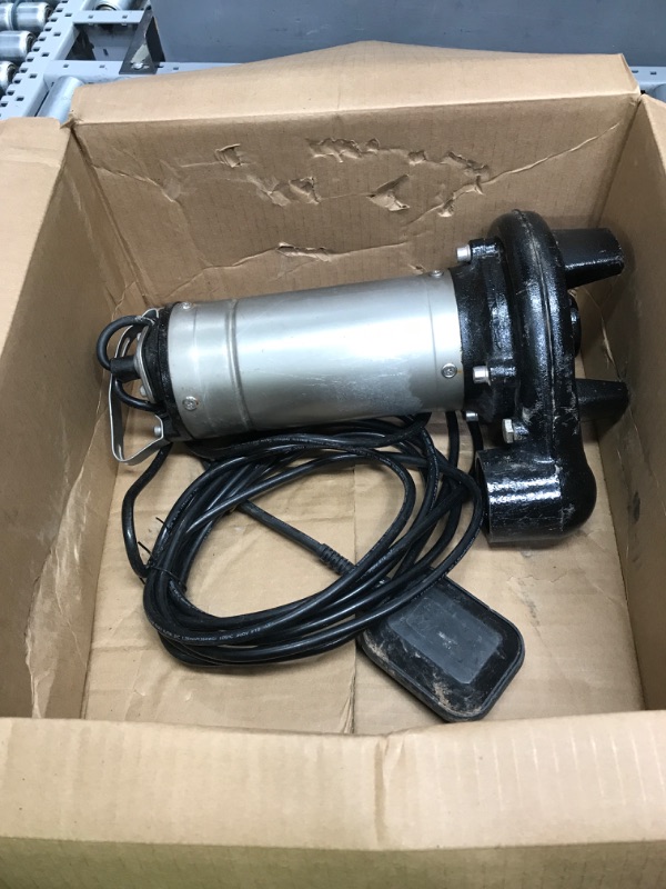 Photo 2 of Aquastrong 1HP Sewage Sump Pump, Stainless Steel, 115V 5283GPH, Cast Iron Impeller, Tethered Float Switch, Submersible Effluent/Sewage Pump for Sump Basin, Basement, 2'' NPT Discharge