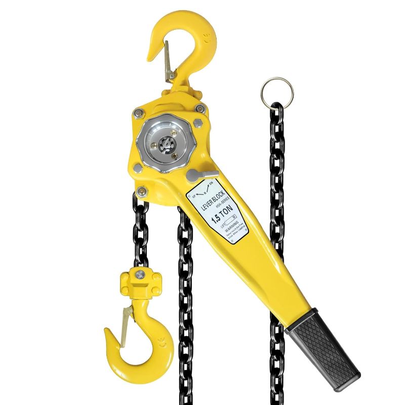 Photo 1 of 1.5 Ton Manual Lever Chain Hoist, G80 Galvanized Carbon Steel with Weston Double-Pawl Brake, Chain Come Along and Safety Measures for Chain Fall
