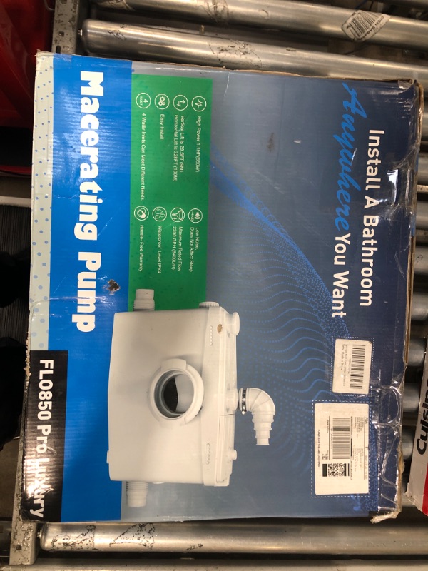 Photo 6 of 850watt Macerator Pump for Basement Upflush System, Macerating Toilet Pump with 4 Water Inlets & 2 Outlets for Kitchen/Sink/Basin/Toilet Waste Water Disposal Sewage Sump Pump, 36ft Vertical Pumping