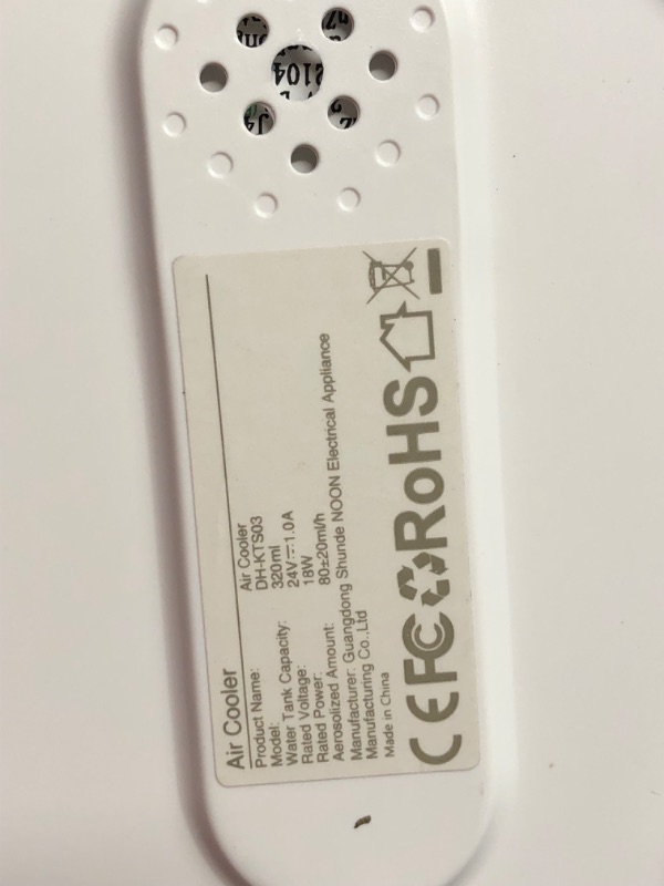 Photo 4 of ***USED - POWERS ON - UNABLE TO TEST FURTHER***
9 inch Desk Portable Air Conditioner, Small Personal Electric Air Conditioner Oscillating Mini Air Cooler with Timer and Night Light, 3 Speeds Evaporative Air Cooler Desk Fan for Home Office Indoor Use