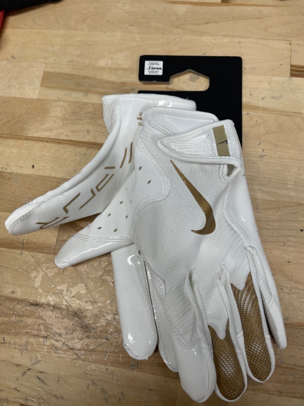 Photo 2 of (READ FULL POST) Nike Vapor Jet 8.0 Football Gloves White | White | Met Gold Medium