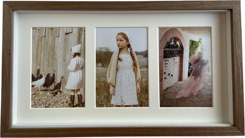 Photo 1 of 16x9 Wooden Pictures Collage Frame three White Mat for 4x6 Photos - Organic Glass Home Decor