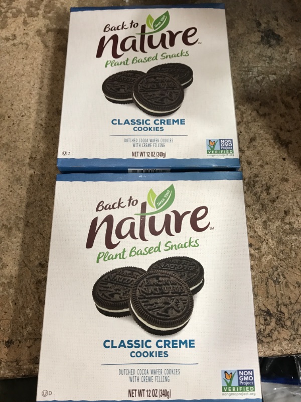 Photo 2 of ** Best By Dec 03 2024 ** Back to Nature Classic Creme Sandwich Cookies - Dairy Free, Non-GMO, Made with Wheat Flour, Delicious & Quality Snacks, 12 Ounce Classic Creme 12 Ounce (Pack of 2)